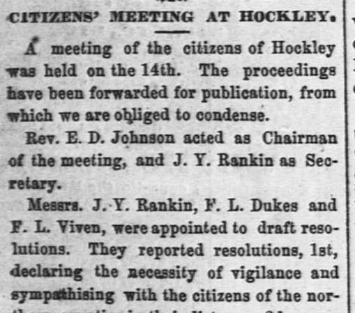 Citizens' Meeting at Hockley.