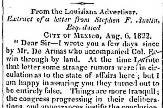 Letter from Stephen F. Austin.