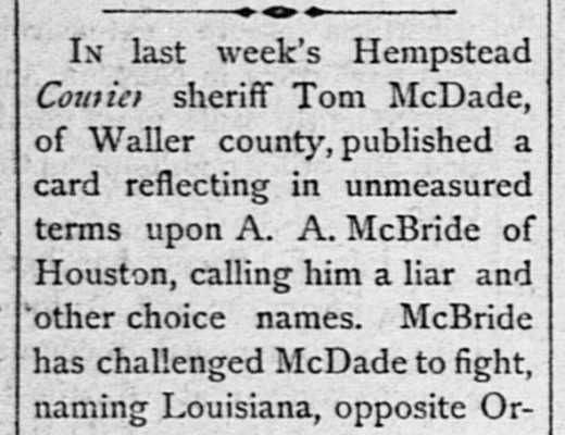 Sheriff Tom McDade Calls McBride Liar