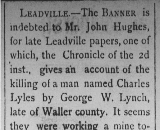 George Lynch Killed Charles Lyles.