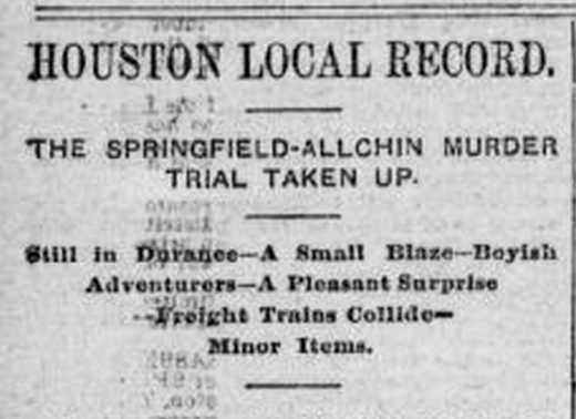 The Springfield-Allchin Murder Trial Taken Up.